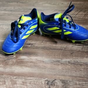 Adidas Kids Blue and Neon Soccer Sneakers